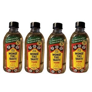 Monoi Tiki‎ Tahiti Coconut Oil LOT 4 Tiare Tropical Gardenia Body Face Hair 4 oz